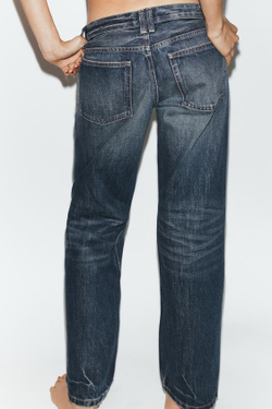 ZARA ДЖИНСЫ TRF ПРЯМОГО КРОЯ С НИЗКОЙ ПОСАДКОЙ, МОРСКОЙ СИНИЙ
