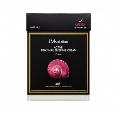 JMsolution Active Pink Snail Sleeping Cream Prime, 4ml*30ea - Обновляющая ночная маска с муцином улитки 4мл*30шт