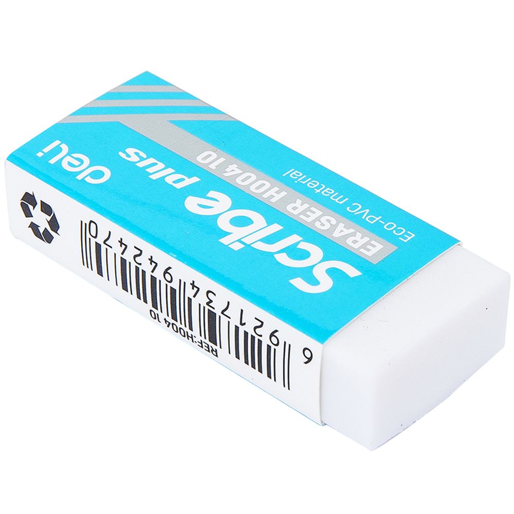 Ластик DELI "Scribe Plus", прямоугольный, белый (60х24х12 мм)