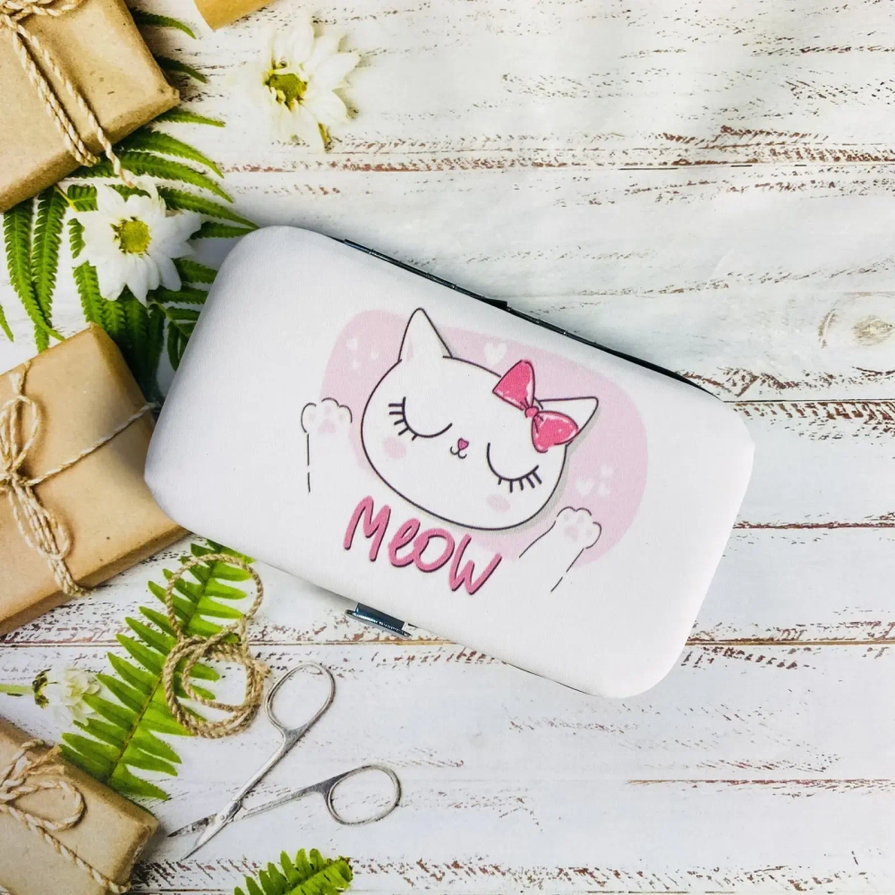 Набор для маникюра в футляре 6 предметов «Кошечка Мэлони»,11*6,5см ( в пакете с подвесом)