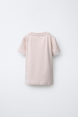 ZARA ФУТБОЛКА С ДВОЙНЫМ ВОРОТНИКОМ И МОДАЛОМ, ЭКРЮ