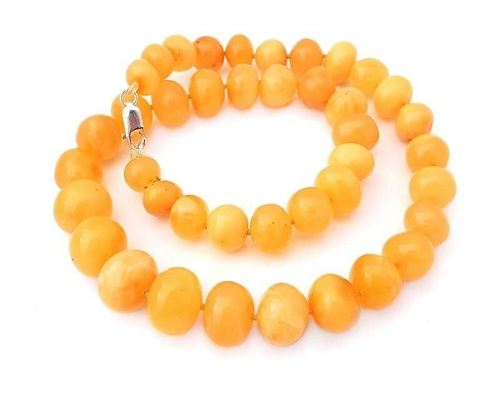 Бусы из натурального янтаря цвет яичный желток