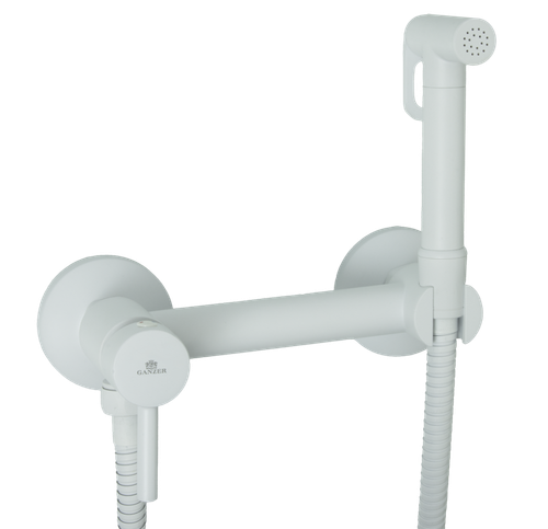 12202-F Set Смеситель для гиг. душа КРУГ (БЕЛЫЙ)  GANZER  (10/1шт)
