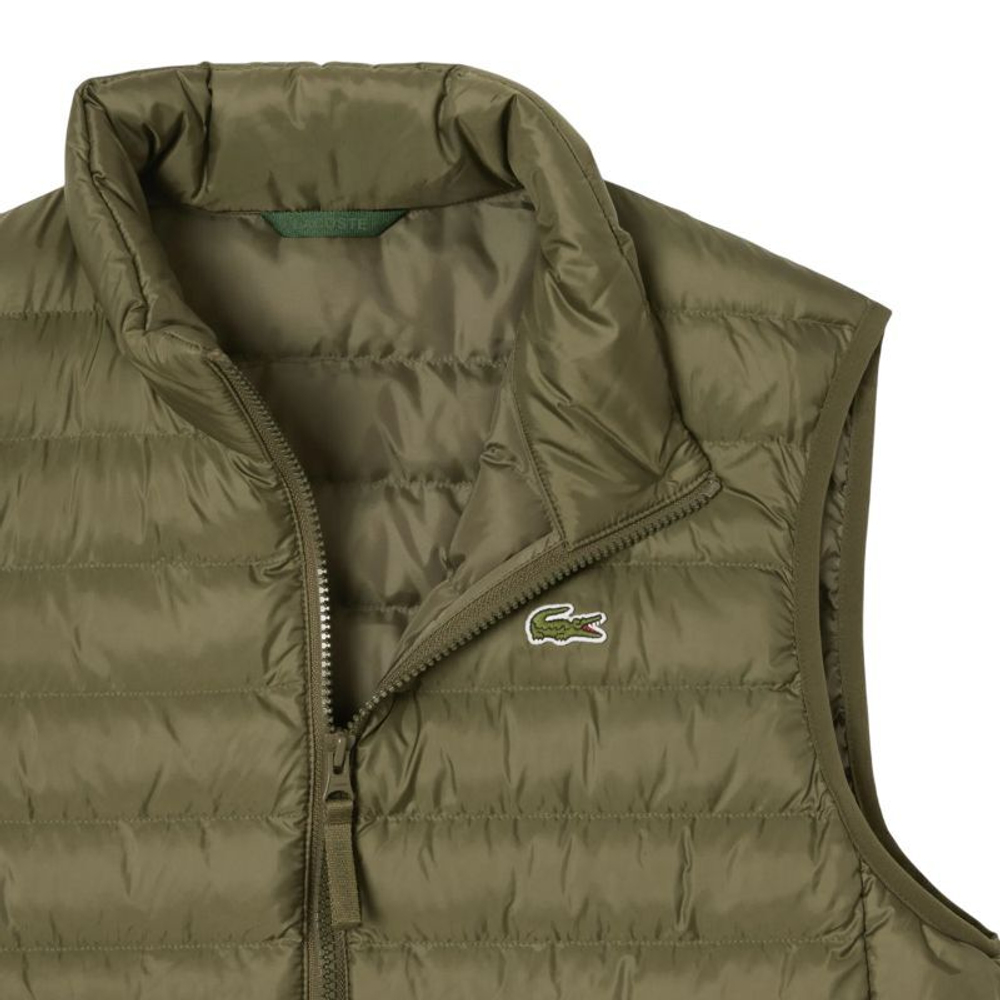 Теннисная жилетка Lacoste Water Repellent Puffed - green khaki