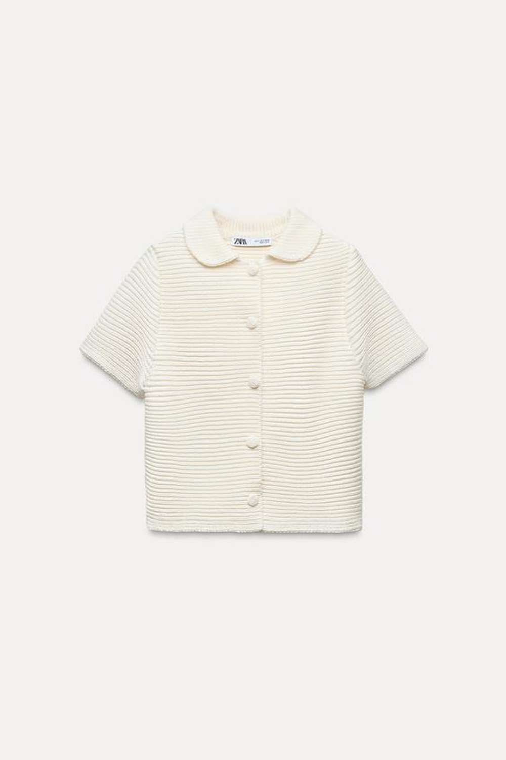 ZARA КАРДИГАН КРУПНОЙ ВЯЗКИ С КРУГЛЫМ ВОРОТНИКОМ, ЭКРЮ