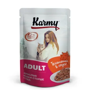 Влажный корм для кошек, Karmy ADULT, телятина в соусе, пауч