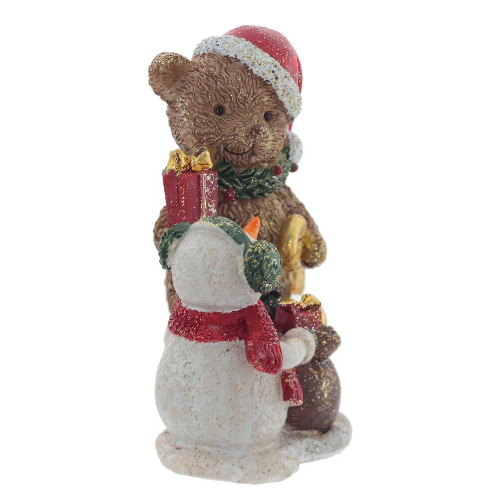 GAEM Фигурка декоративная "Мишка и снеговик", L8 W5 H10 см