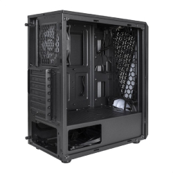 Exegate EX292858RUS Корпус Miditower ExeGate EVO-8225 (ATX, без БП, 2*USB+1*USB3.0, черный, 2 вент. с RGB подсветкой и полоса на передней панели, боковая панель - закаленное стекло)