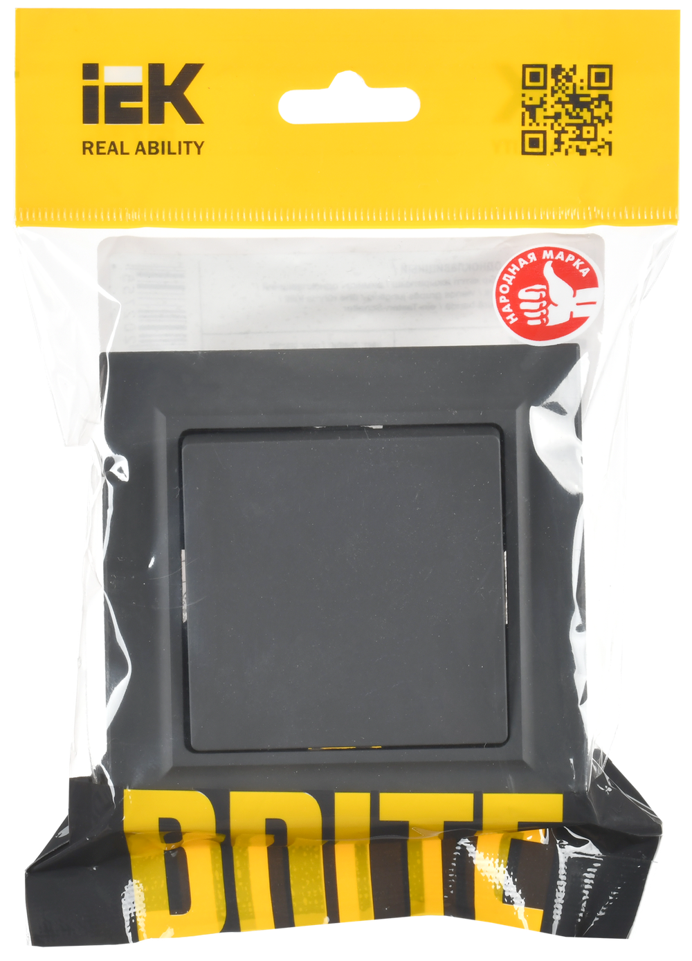 BRITE Выключатель 1-клавишный 10А в сборе ВСР10-1-0-БрГ графит IEK