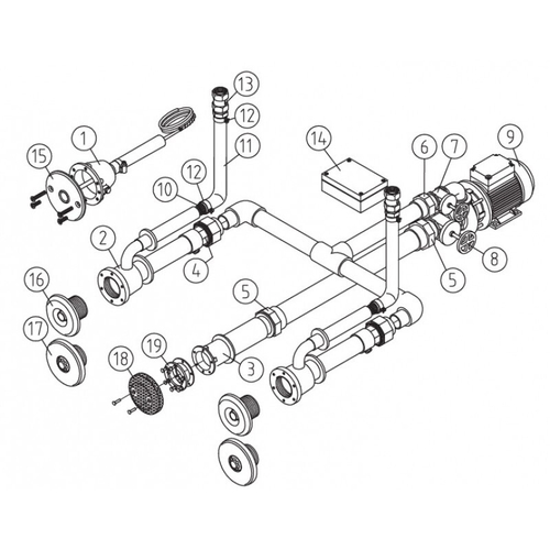 Основной комплект Standard, RG-бронза, 4 форсунки, для бетон.бас., насос-1,5 кВт, 230 В