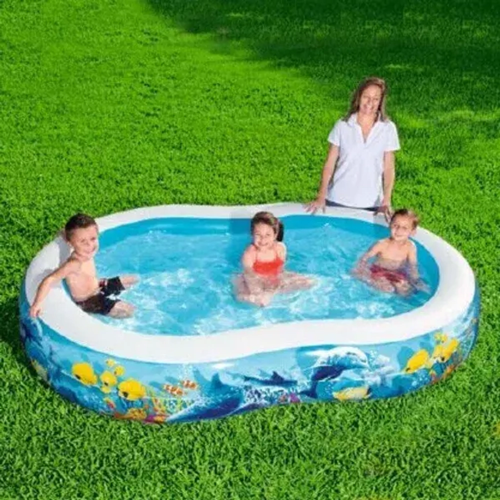 Бассейн надувной 262*157*46 см, Fish 'n Friends Family Bestway (54118)