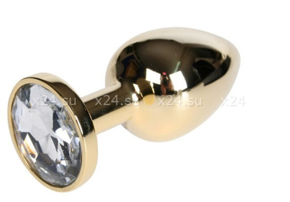 Малая золотая пробка с прзрачным кристаллом (Цвет: золотой с серебряным)
