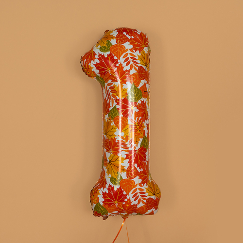 Шар (34''/86 см) Цифра, 1 Сентября, Осенние листья, 1 шт. в уп.