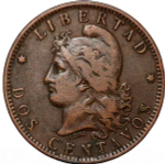 Argentina 2 Centavos Liberty Emblem 1891