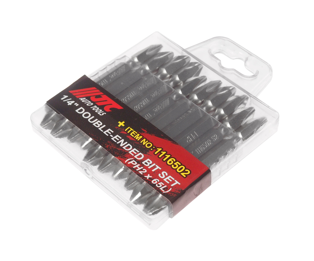 Набор бит 1/4" PHILIPS PH2 двусторонних удлиненных 10 предметов в боксе JTC