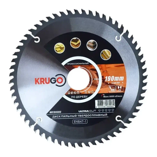 Диск пильный по дереву 190х2,2/1,4х30 мм KRUGO WA190060