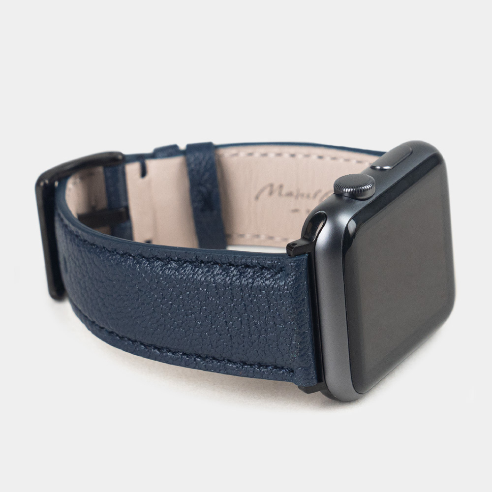 Ремешок для Apple Watch 44/45/46 mm из кожи козы, синего цвета