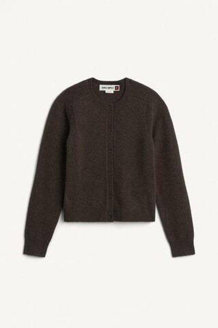 ZARА КАРДИГАН ИЗ СМЕСОВОЙ ШЕРСТИ, ШОКОЛАДНЫЙ