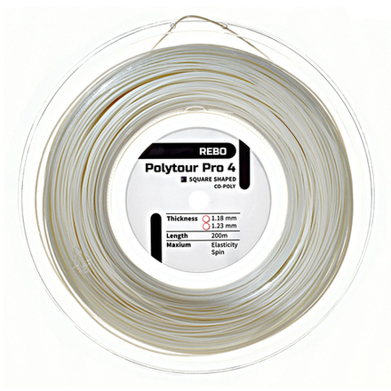 Струны для тенниса REBO POLYTOUR PRO 4 WHITE В нарезке (1 натяжка) 11 м