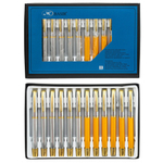 Ручка шариковая, автоматическая, Basir, синие чернила, металлическая, золотой и серебристый корпус, 12 шт