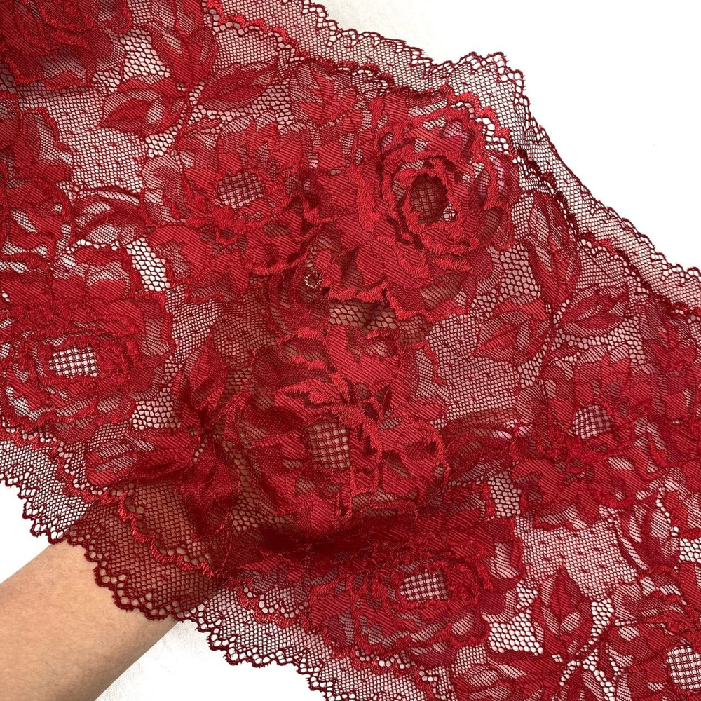 Кружево эластичное бордовое 22,5 см