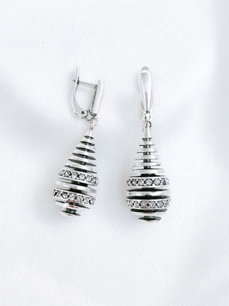 "Твирел" серьги в серебряном покрытии из коллекции "Эйфория" от Jenavi  с английским замком