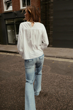 ZARA БЛУЗА С ВЫШИВКОЙ «ЦВЕТЫ», БЕЛЫЙ