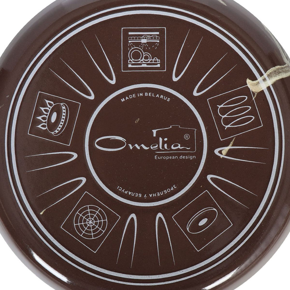 Кастрюля сталь, эмал, 1.5 л, с крыш, Сантэкс, Шейк коричнево-белый, 1-2415111, индукц