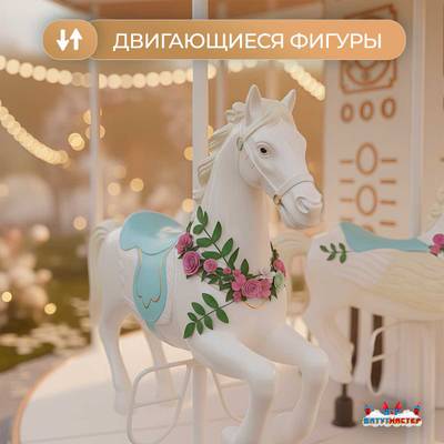 Электрическая свадебная карусель «Шарм» с LED-подсветкой, 16 мест