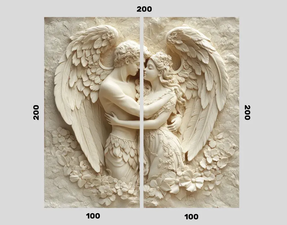 Фотообои 200х200см 3д объемные барельеф Ангелы флизелиновые обои