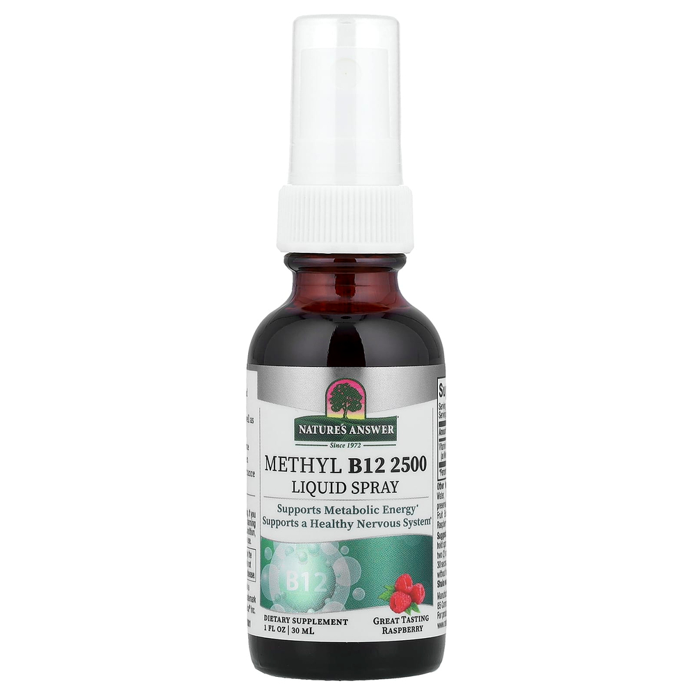 Nature's Answer, Methyl B12 2500, жидкий спрей, малина, 30 мл (1 жидк. унц.)