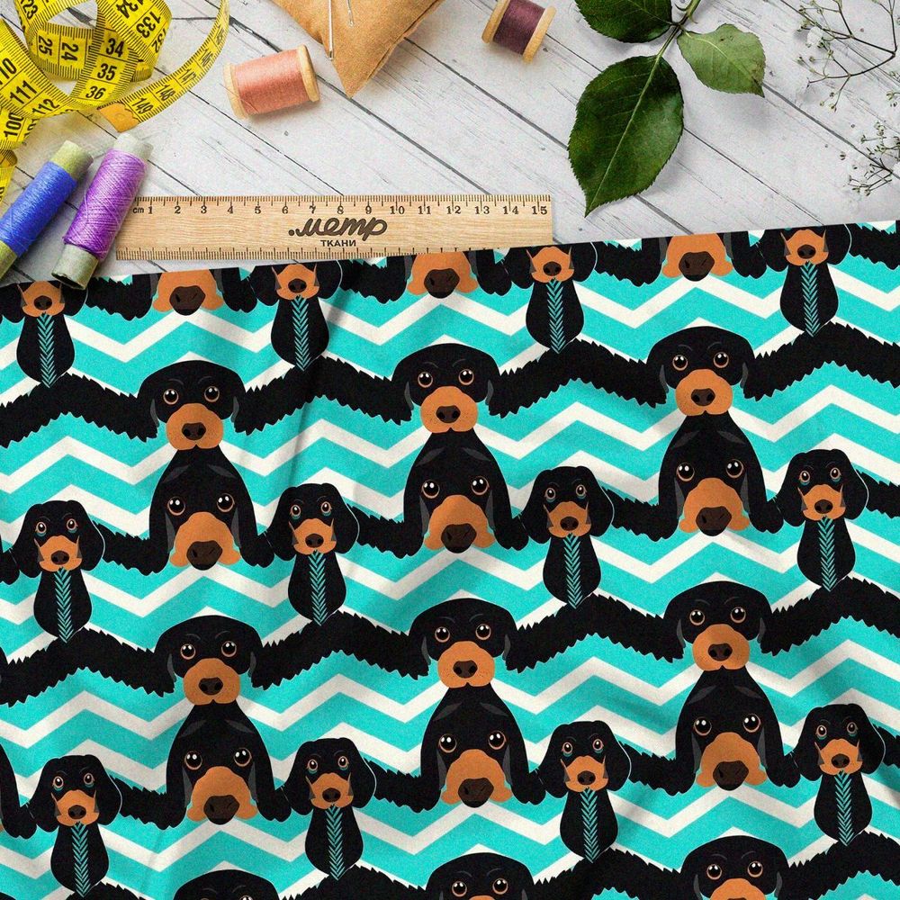 Ткань премиум флис собаки в полосках