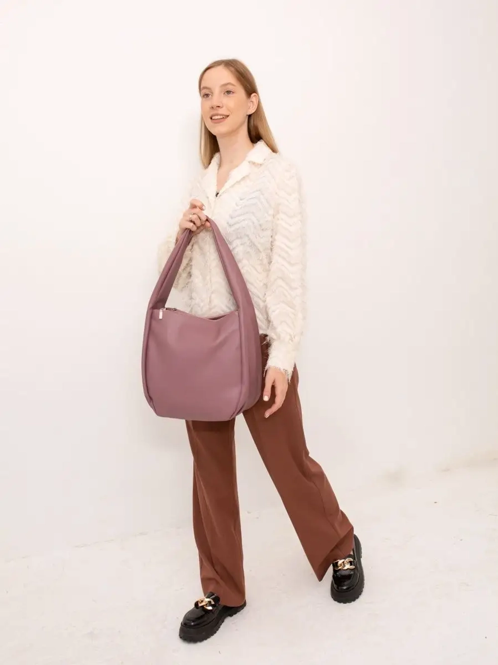 Сумка большая через плечо шоппер мешок