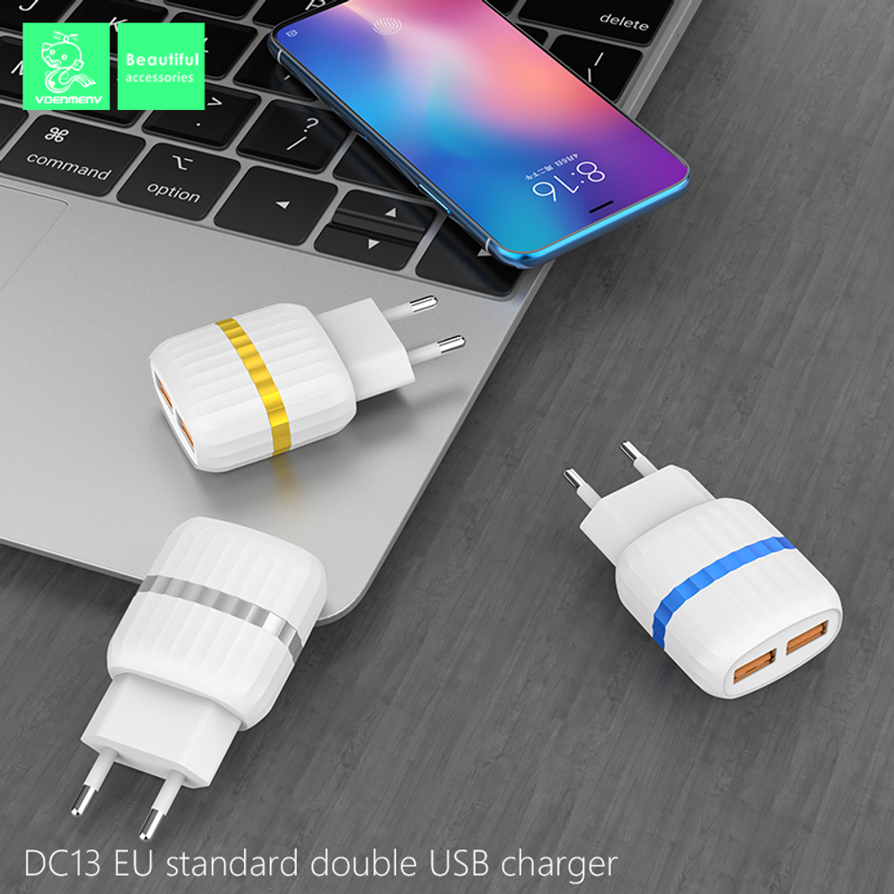 Сетевой адаптер питания DENMEN DC13 2USB (черный)