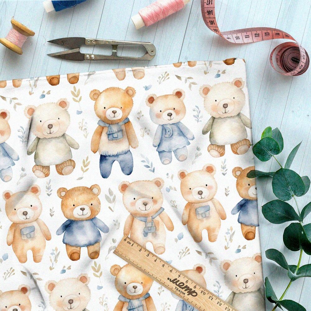 Ткань премиум интерлок семья игрушечных медведей