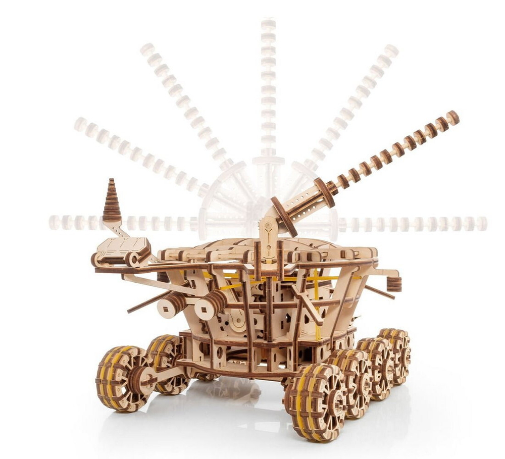 Луноход (EWA) - Деревянный конструктор, сборная механическая модель, 3D пазл, сделай сам, космос, роботы