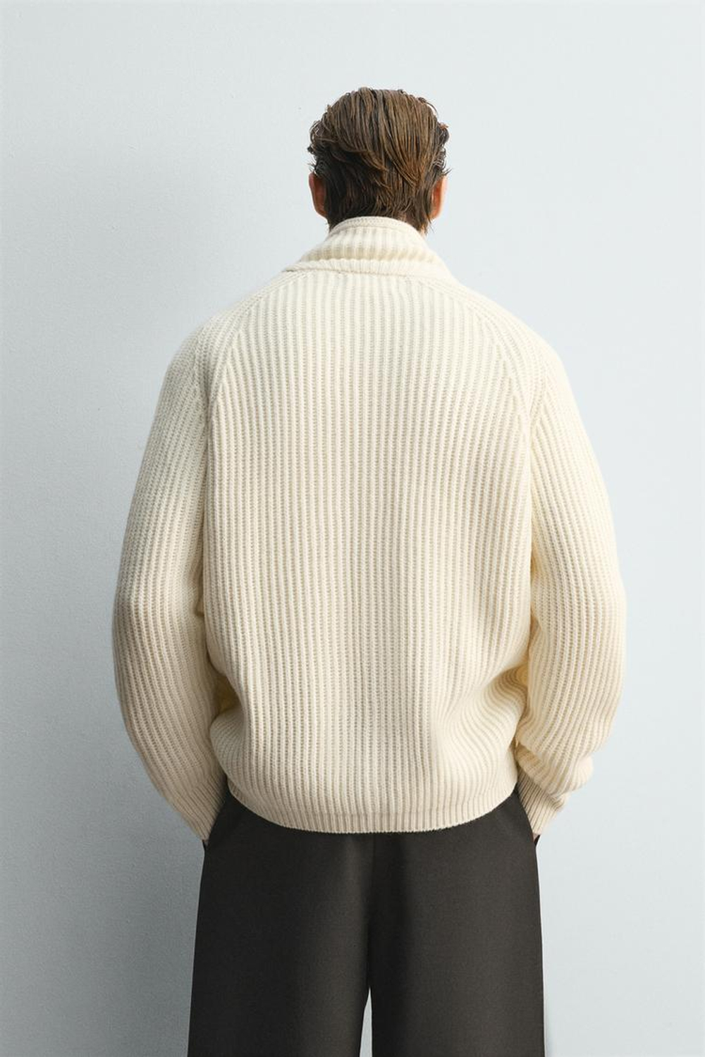 ZARA КАРДИГАН С РЕЛЬЕФНЫМ УЗОРОМ - LIMITED EDITION, ЭКРЮ