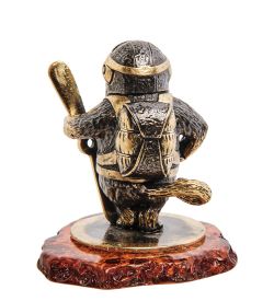 Народные промыслы AM-3085 Фигурка «Кот Летчик» (латунь, янтарь)