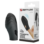 Рельефная вибронасадка 7,8см на палец Pretty Love Lich Finger Vibrator Black BI-014752