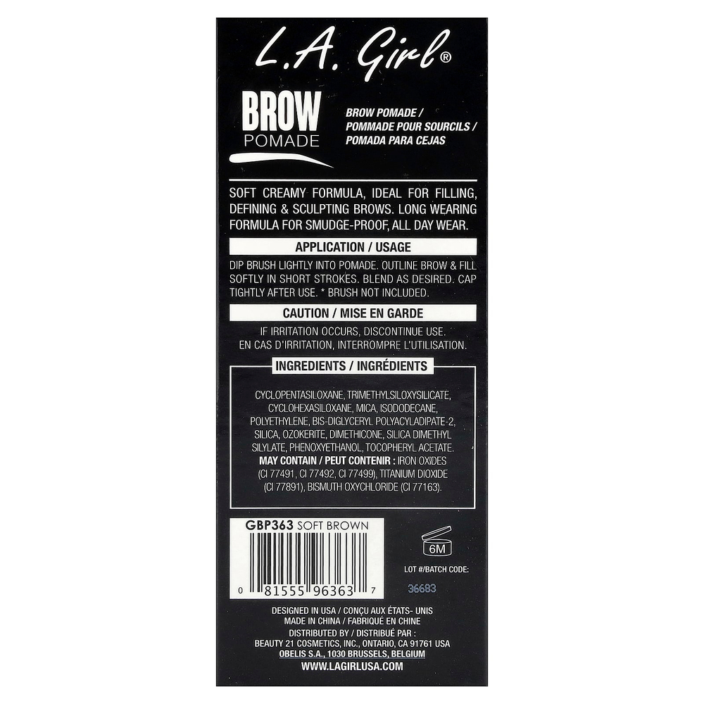 L.A. Girl, помада для бровей, GBP363 нежно-коричневый, 3 г (0,11 унции)