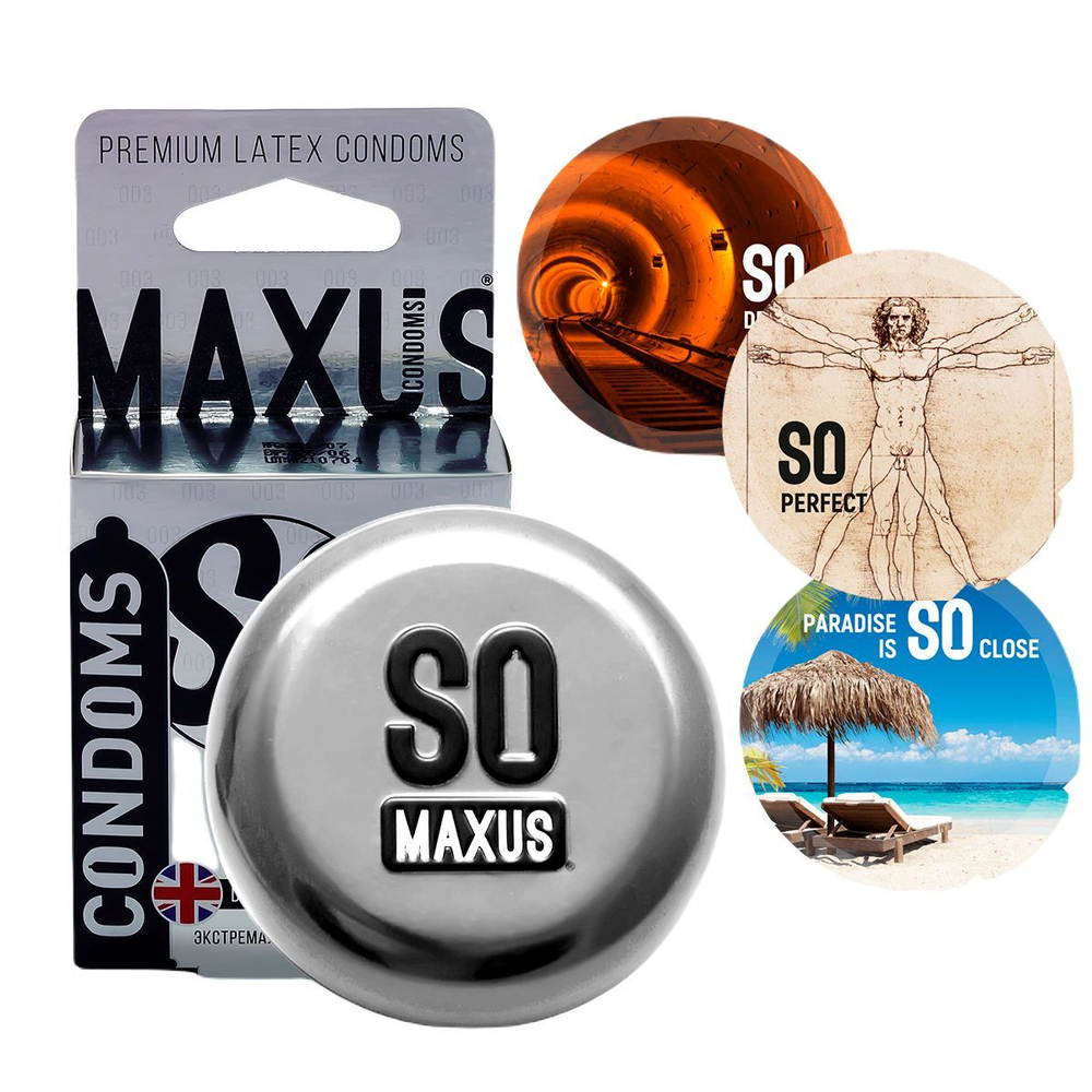 Экстремально тонкие презервативы в железном кейсе MAXUS 003 Extra Thin - 3 шт.