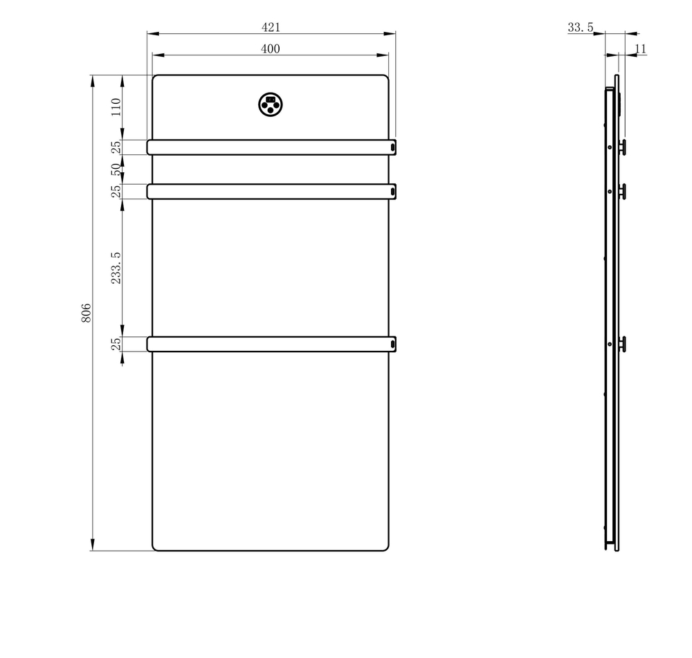 Полотенцесушитель электрический с каменной плитой Белый мрамор WONZON & WOGHAND STUTTGART, Брашированный никель (WW-A503-BR)