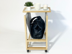 Подставка для сумок с кофейным столиком-подносом, серая ткань
