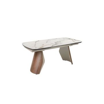 Раздвижной обеденный стол 1193 из керамики в мраморной отделке, стали и ореха
