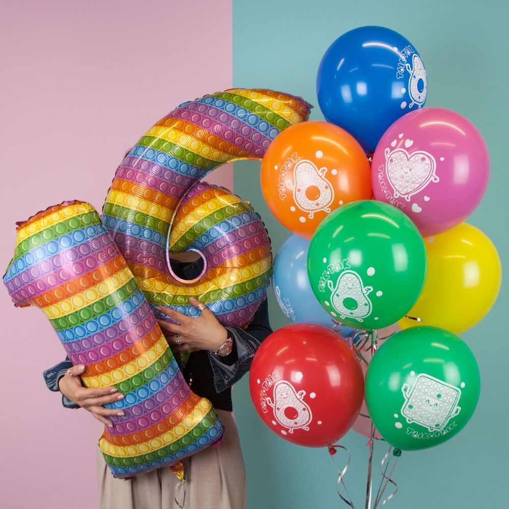 Шар (12"/30 см) Поп ит, Pop it, Ассорти, пастель, 2 ст 25 шт.