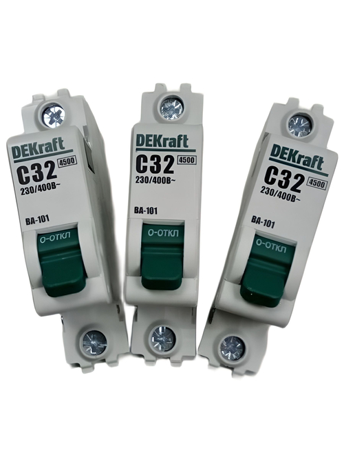 Автоматический выключатель 1-пол. 32А тип C 4,5кА серия ВА-101 DEKraft (3шт)
