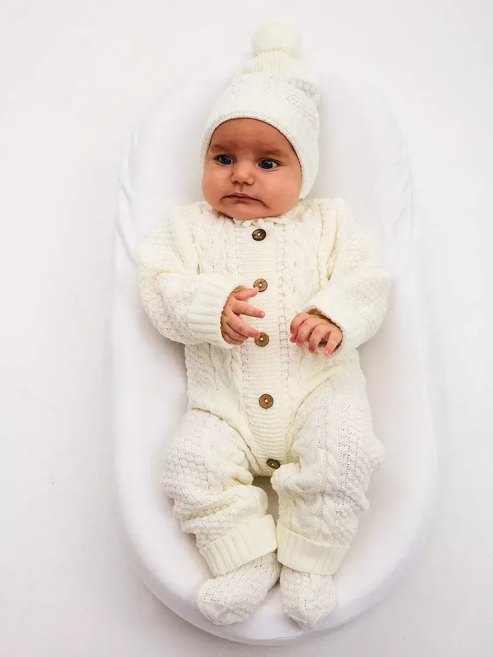 вязаный комбинезон для новорожденных