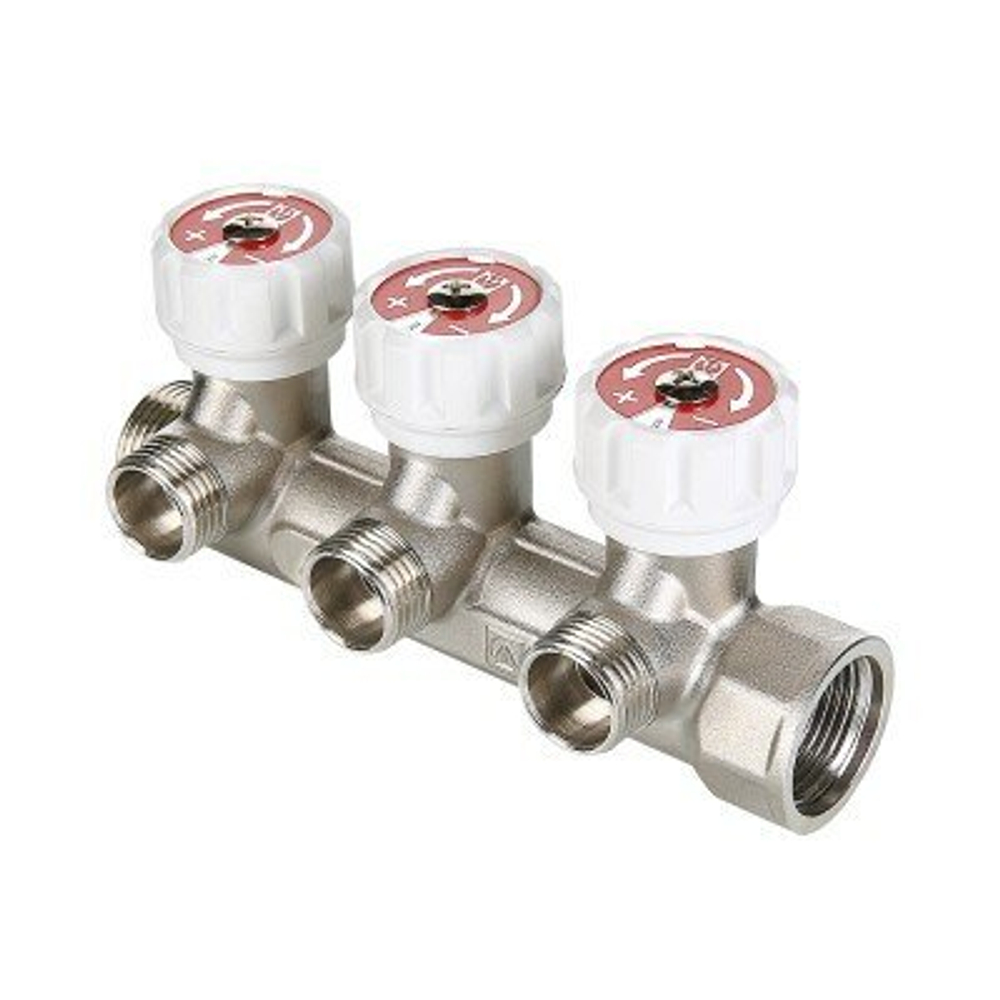 Коллектор для водоснабжения с регулирующими вентилями VALTEC 3/4* х 1/2* - 3 отвода (VTc.570.N.0503)