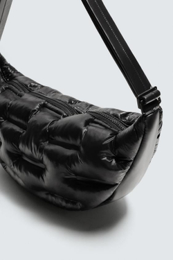 ZARA СТЕГАНАЯ СУМКА ЧЕРЕЗ ПЛЕЧО, ЧЕРНЫЙ