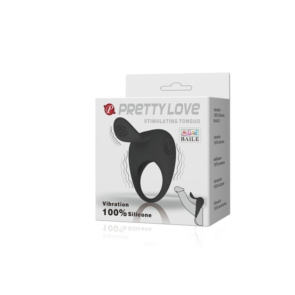 Эрекционное силиконовое вибро-кольцо Pretty Love Stimulating Love (Цвет: черный)